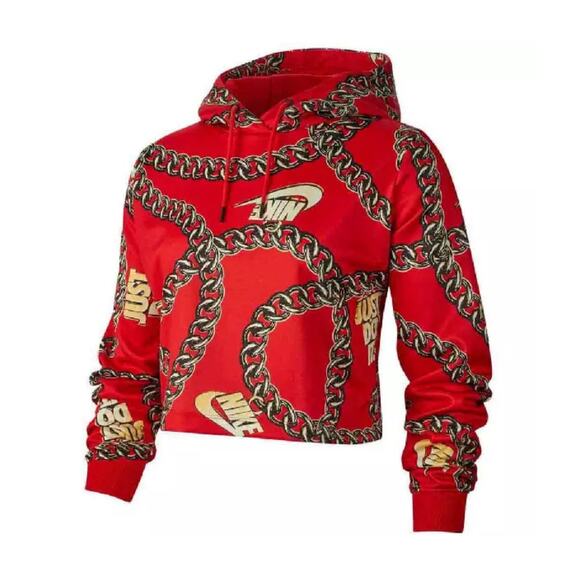 Nike Sportswear Icon Clash Womens Cropped Hoodie Loose Fit‎ Red Chain Size Small - Picture 5 of 10